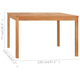 vidaXL Garden Dining Table 120x120x77 cm Solid Teak Wood