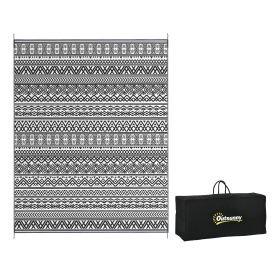 Outsunny Reversible Outdoor Rug, 8' x 10' Waterproof Plastic Straw Floor Mat, Portable RV Camping Carpet with Carry Bag, Large Floor Mat for Backyard