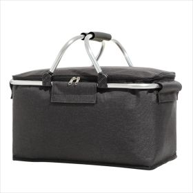 Large Picnic Basket, Insulated Foldable Cooler Bag for Camping Picnic Travel Lunch Bag (Color: black)