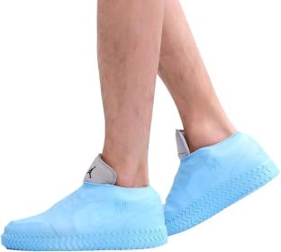 Waterproof Silicone Shoe Cover, Reusable Non Slip Rubber Rain Shoe Cover Unisex (Color: Blue, size: S)