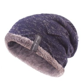 Warm Knit Cap Lamb Wool Fluffy Soft Winter Snow Hat (Color: navy blue)