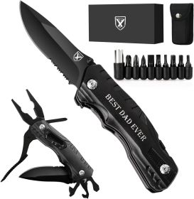 9 in 1 Multi-Tool Pocket Folding Blade Knife - Tactical Survival Rescue Gear Repair Equipment for Outdoor Camping and Emergency Situations (Color: Best Dad Ever)